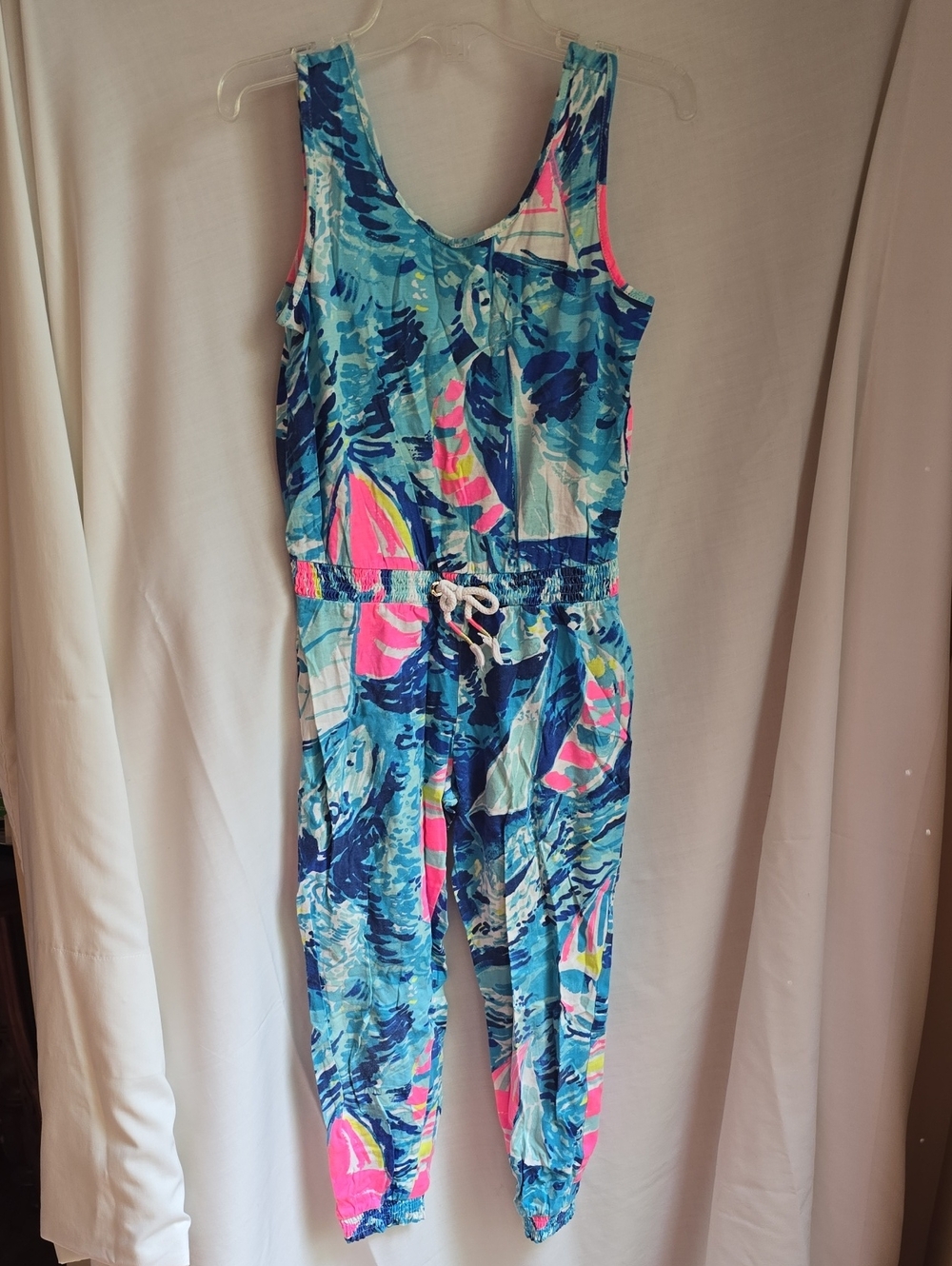 Lilly Pulitzer Girls Sleeveless One-Piece in Blue, Pink and White Print